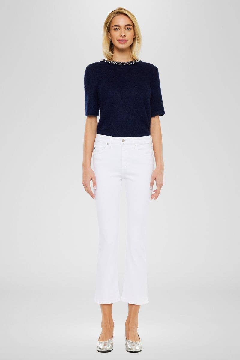 KanCan High Rise Kick Flare Jean - White sizes 5 to 15