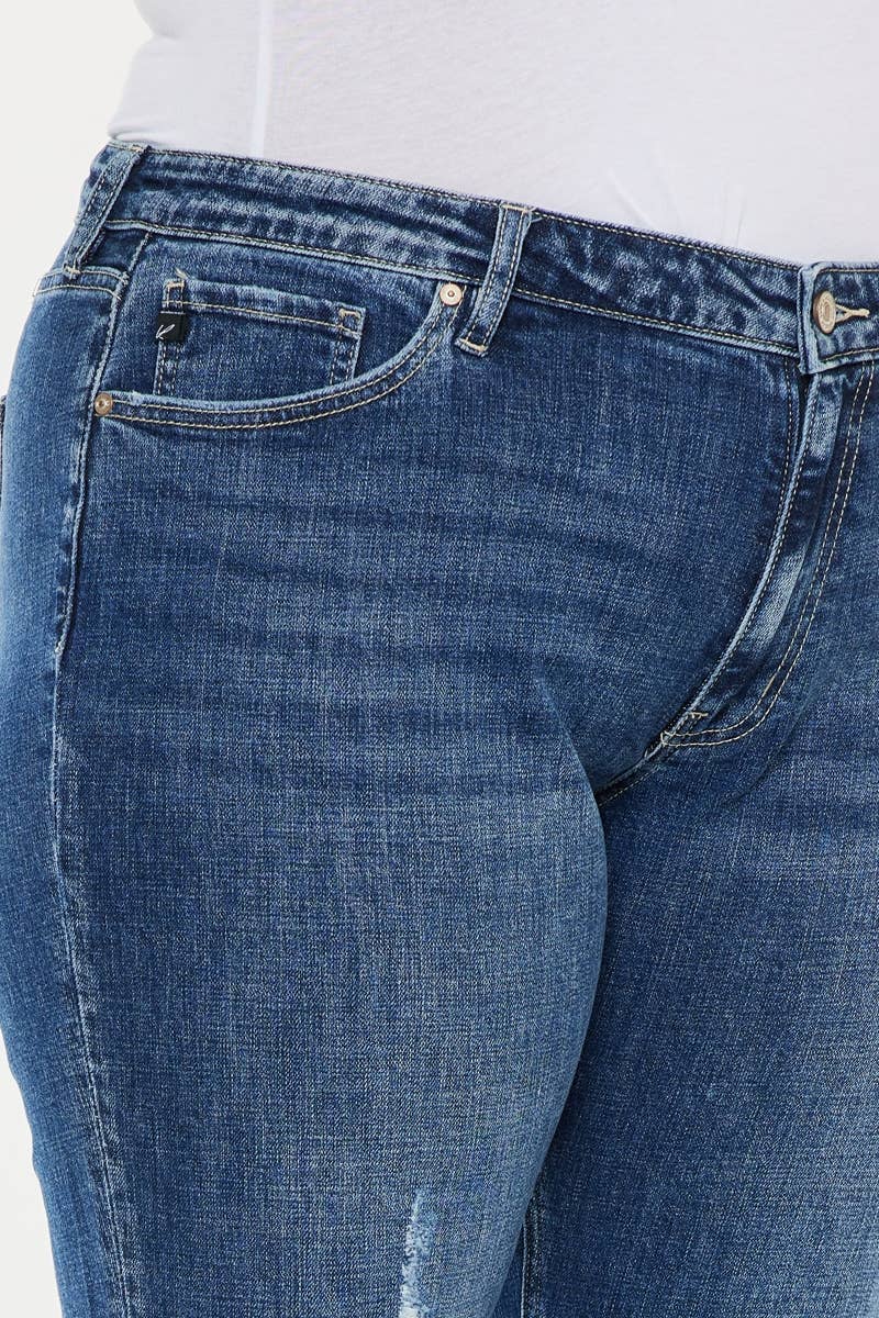 KanCan USA Distressed Dark Wash Boyfriend Jean Size 16W - 22W