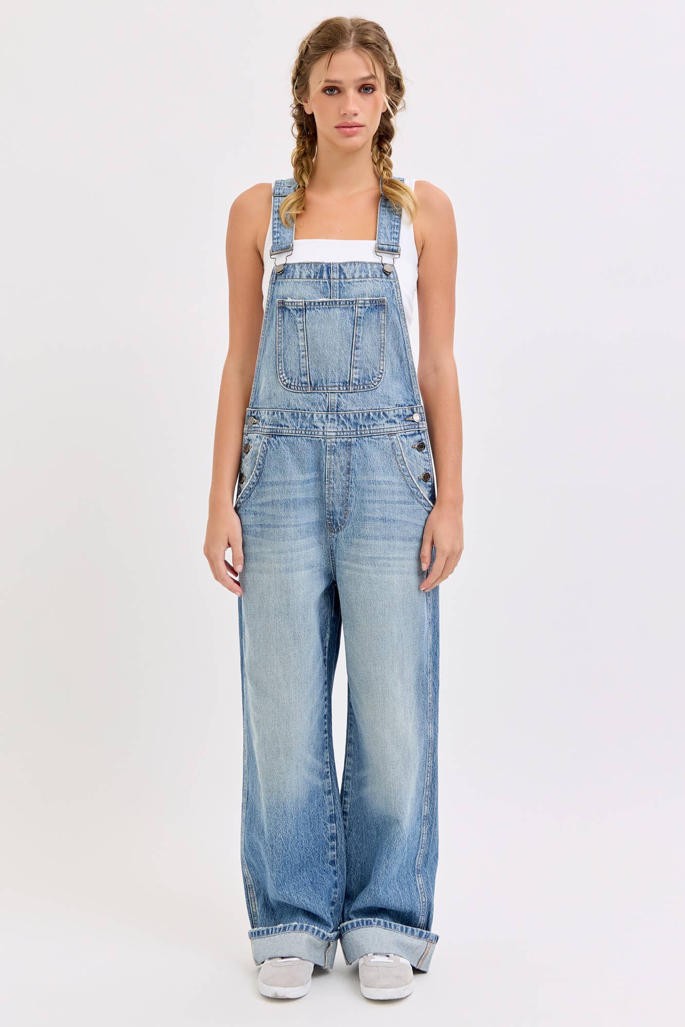 Everyday Denim Wide-Leg Overalls Size: XS - X-Large