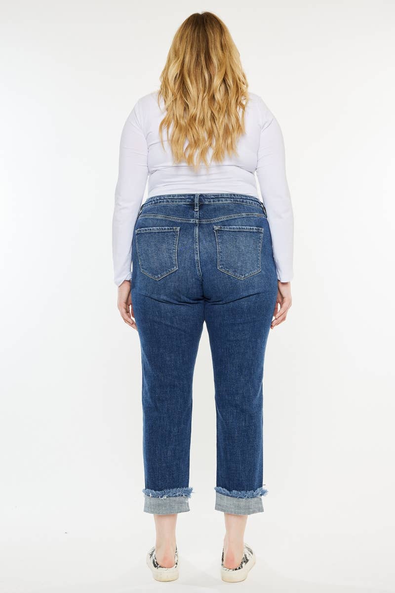 KanCan USA Distressed Dark Wash Boyfriend Jean Size 16W - 22W