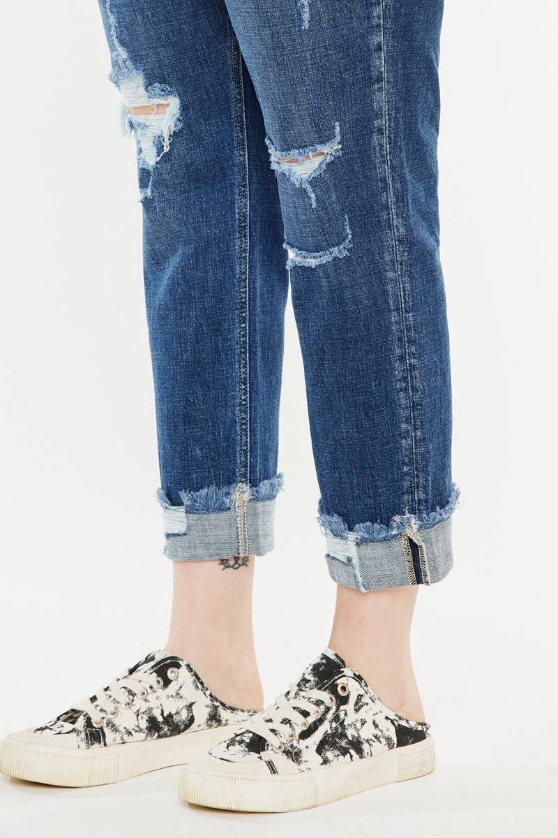 KanCan USA Distressed Dark Wash Boyfriend Jean Size 16W - 22W