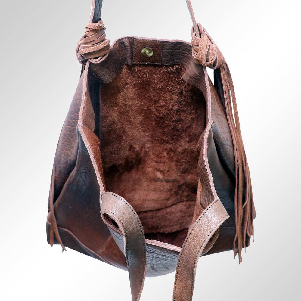 Ava’s Leather Fringe Tote - Western Knotted Strap Shoulder Bag