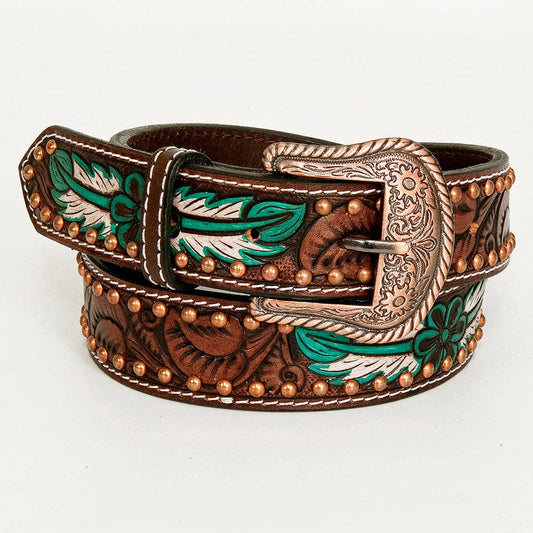 Annie Petal Turquoise Western Leather Belt: Small - XL