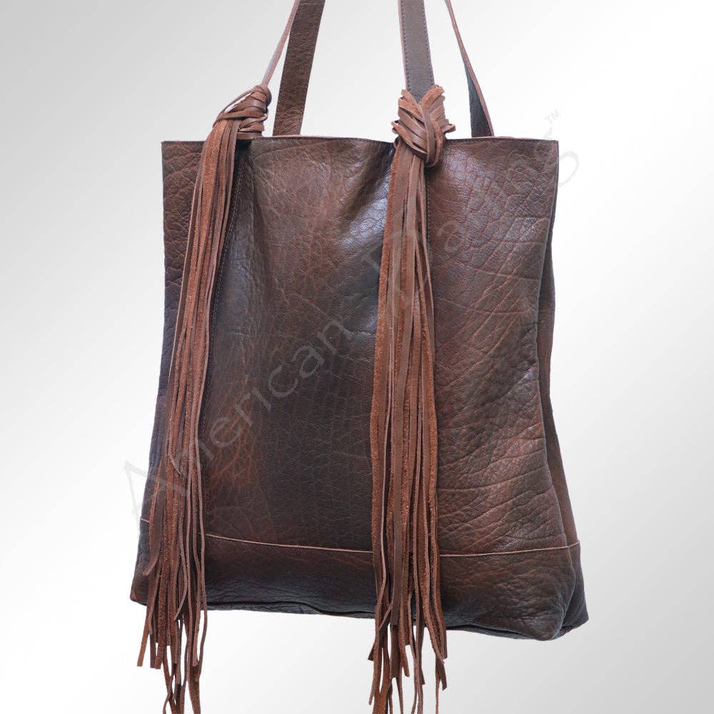 Ava’s Leather Fringe Tote - Western Knotted Strap Shoulder Bag