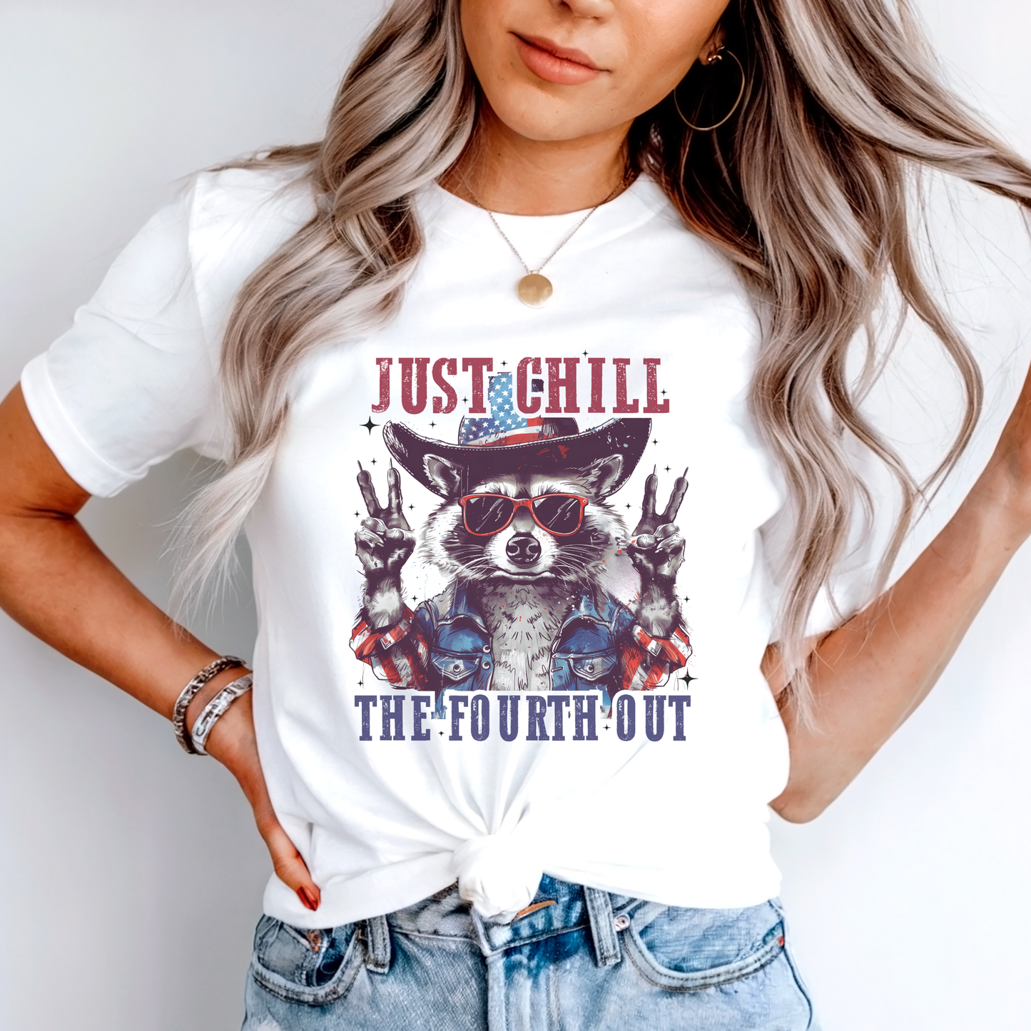 Just Chill the Fourth Out Funny Feral Graphic T-Shirt: Small to 2XL