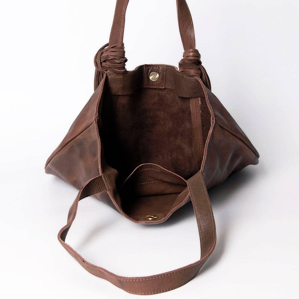 Ava’s Leather Fringe Tote - Western Knotted Strap Shoulder Bag