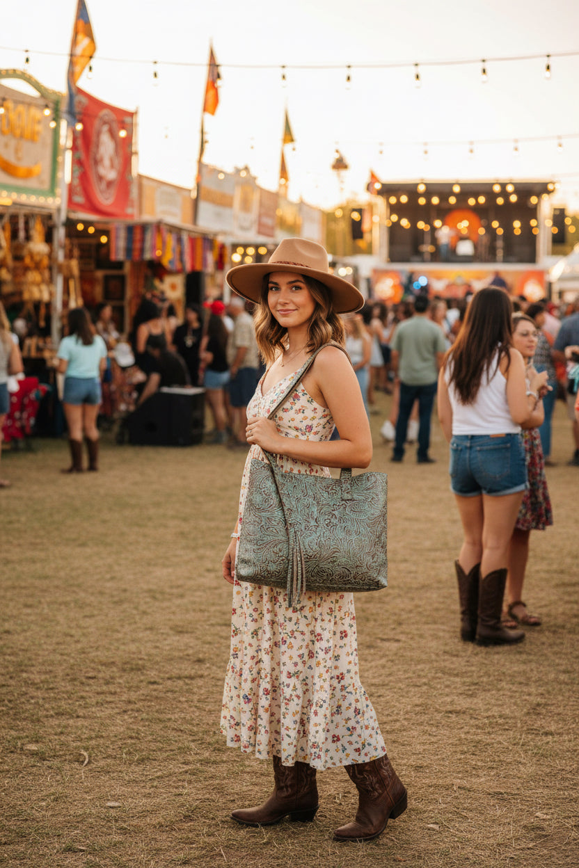 Annie’s Embossed Genuine Western Leather Tote bag