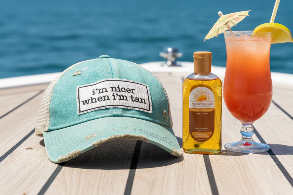 I'm Nicer When I'm Tan Distressed Trucker Hat Baseball Cap