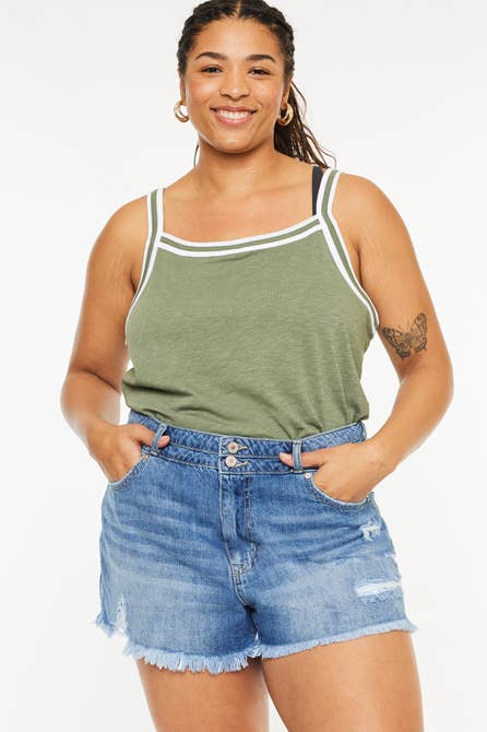 KanCan USA High Rise Double Band Short Size XL to 3XL