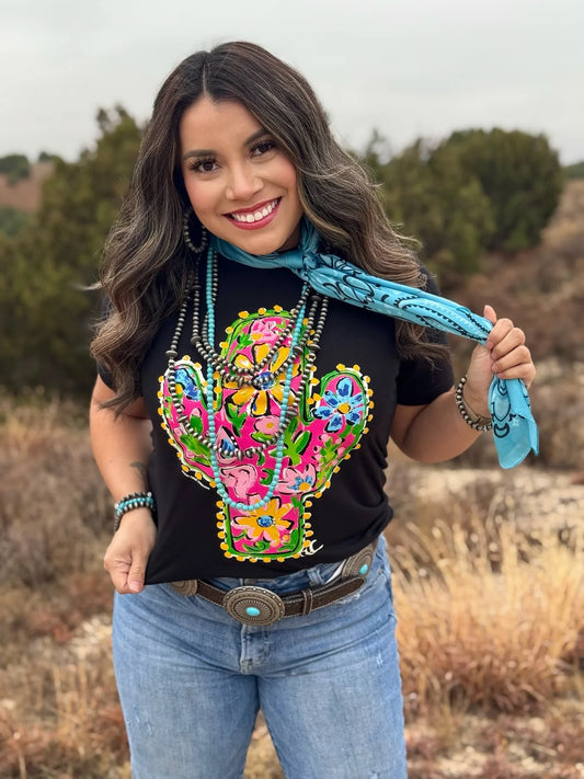 Pink Floral Cactus T-Shirt Size Small to 3XL
