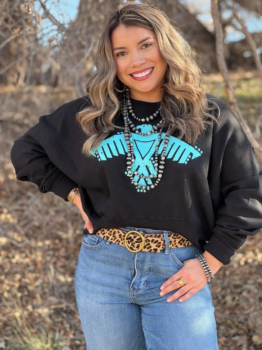 Thunderbird Oversized Sweatshirt - Black Size Smallt o XL