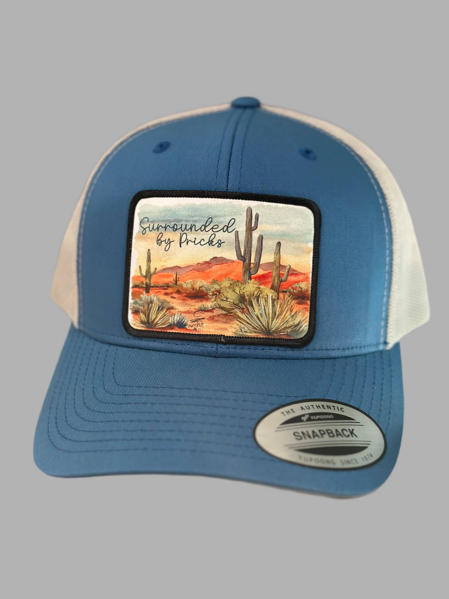 Surrounded by Pricks Hat: Aqua/White