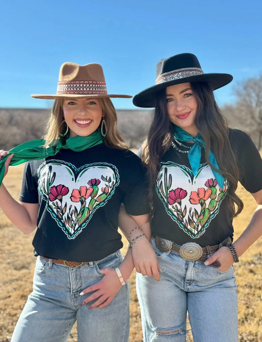 Western Heart Tee: size Small to 3XL