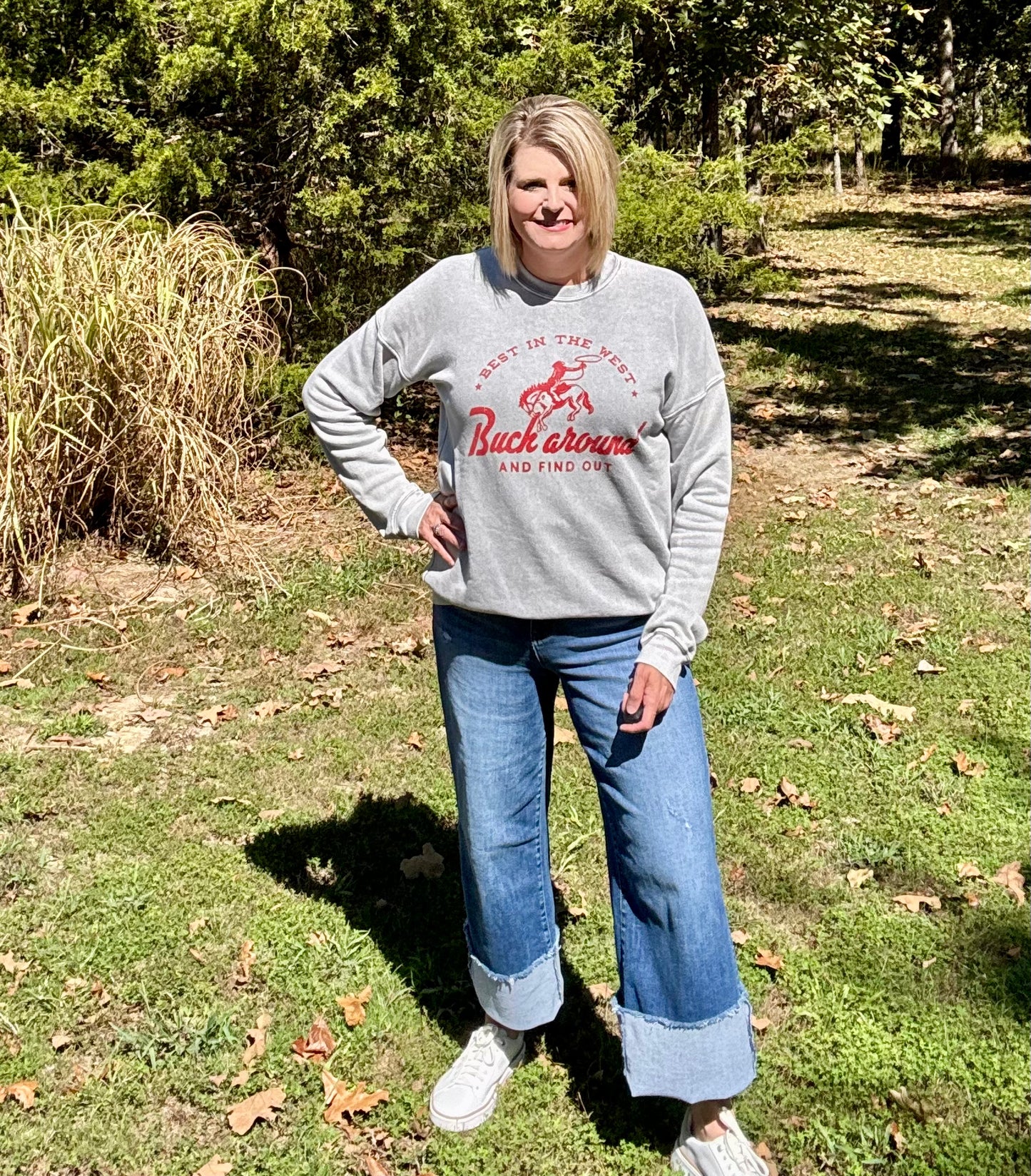 Buck Around and Find out mineral sweatshirt in Heather Grey - Size: Small to XL
