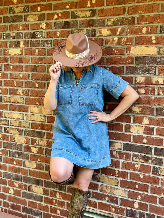 Denim Shift Mini Dress - Size: Small to XL