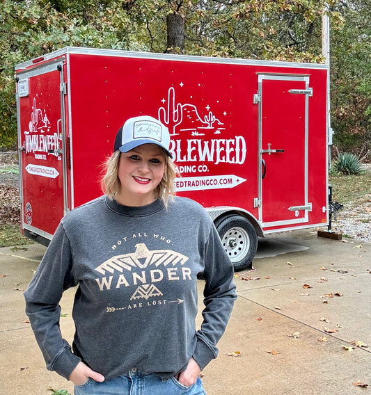 All Who Wander Mineral Sweatshirt in Gray: Small to XL