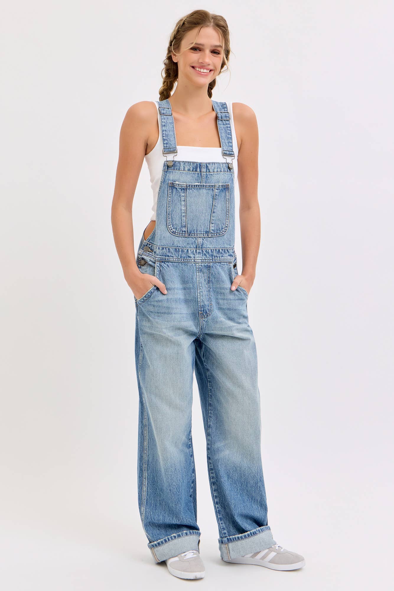 Everyday Denim Wide-Leg Overalls Size: XS - X-Large