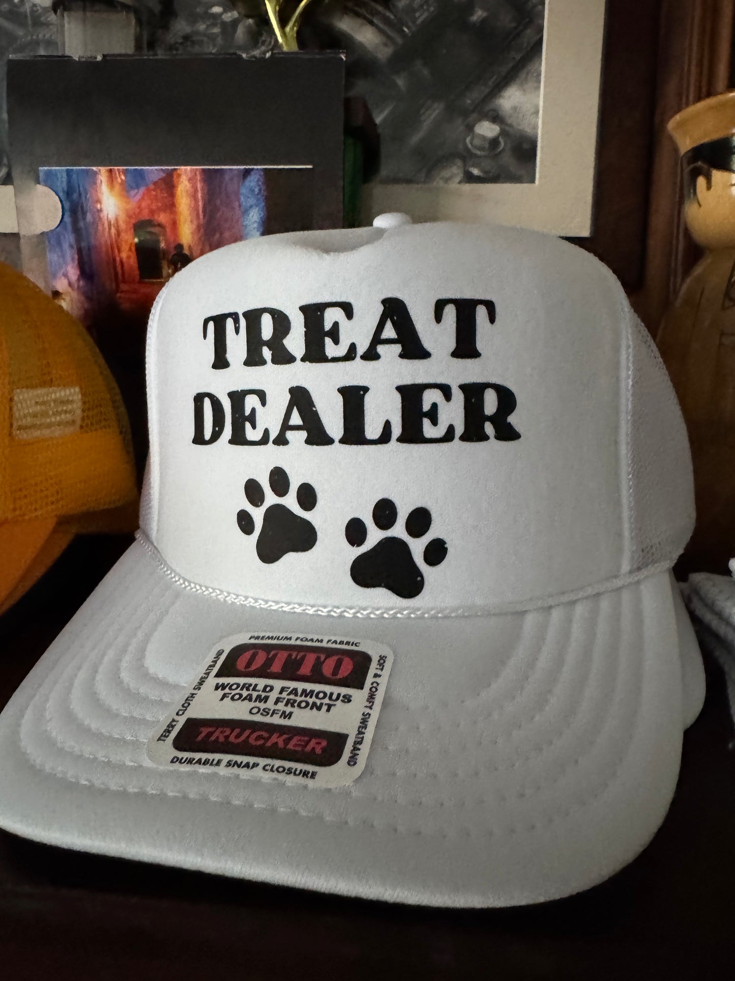 Treat Dealer Hat | Funny Dog Mom Trucker Cap Black: White