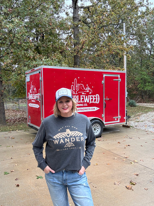 All Who Wander Mineral Sweatshirt in Gray: Small to XL