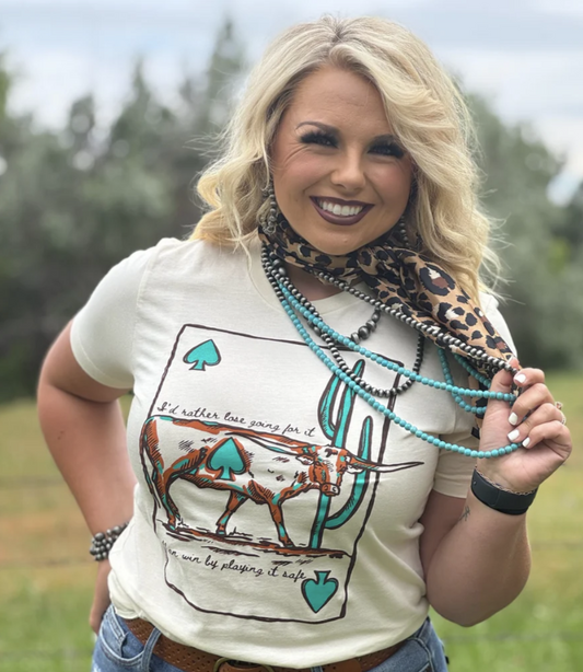 Tan Long Horn T-Shirt Size Small to 3XL