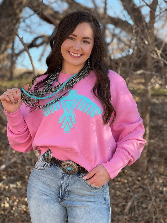Thunderbird Oversized Sweatshirt - Pink Size Small to XL
