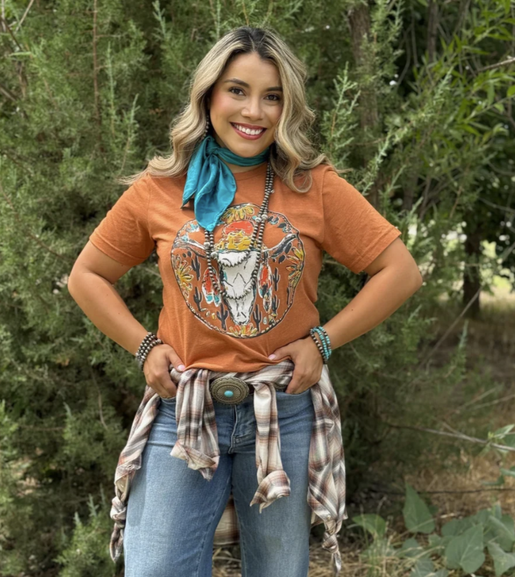 Western Skull Tee Sizes: Small to 3XL