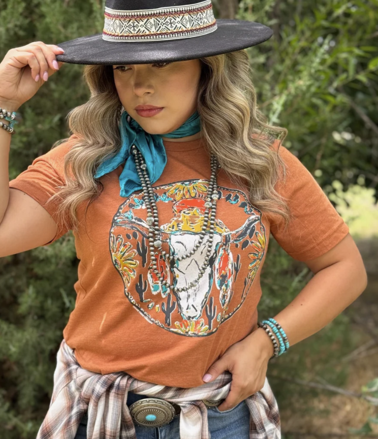 Western Skull Tee Sizes: Small to 3XL