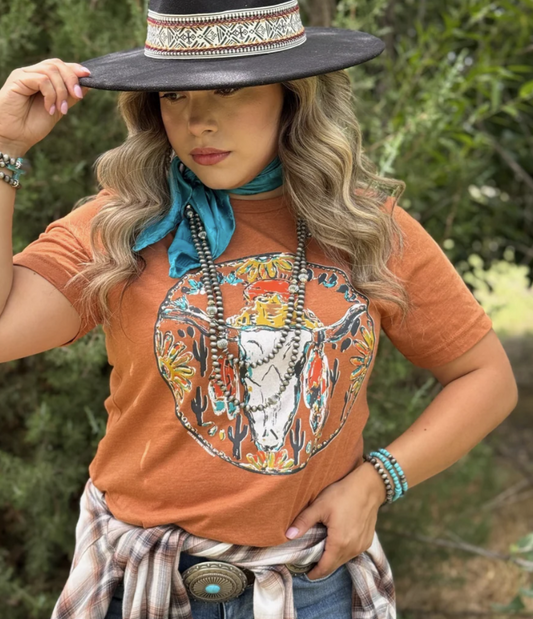 Western Skull Tee Sizes: Small to 3XL