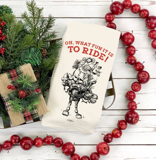 Cowboy Santa Christmas Tea Towels: Oh What Fun!