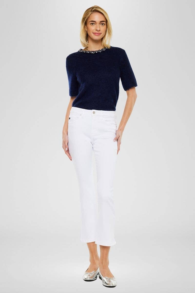 KanCan High Rise Kick Flare Jean - White sizes 5 to 15