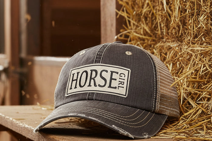 Horse Girl Distressed Trucker Cap