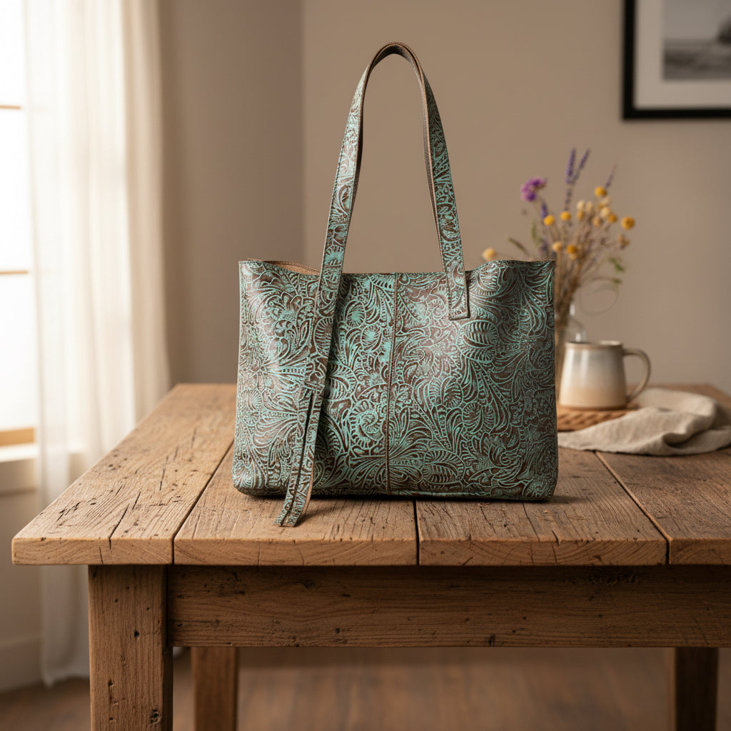 Annie’s Embossed Genuine Western Leather Tote bag