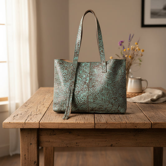 Annie’s Embossed Genuine Western Leather Tote bag