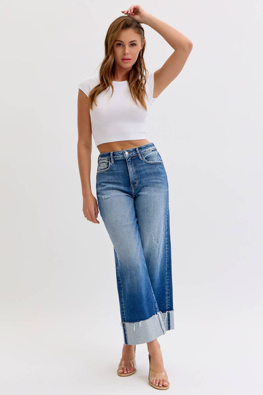 High Rise Crop Wide Leg With Cuff Size: 1 to 13