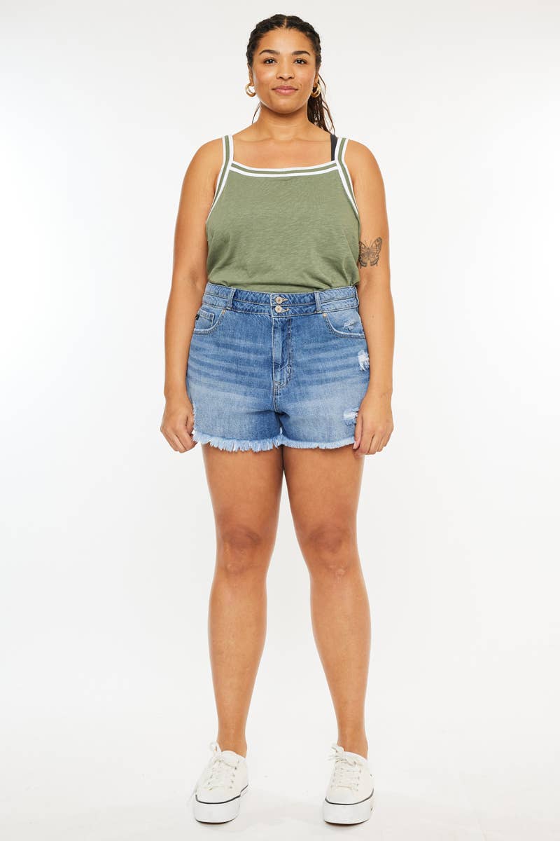 KanCan USA High Rise Double Band Short Size XL to 3XL